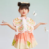 Butterfly Puritan Collar Shirt-4-color-Pale Crimson -  NianYi, Chinese Traditional Clothing for Kids