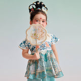 Kitten Embroidery Layered Mesh Hanfu Dress-2 -  NianYi, Chinese Traditional Clothing for Kids