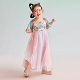 U Collar Layered Mesh Hanfu Dress-3-color-Litmus Pink -  NianYi, Chinese Traditional Clothing for Kids