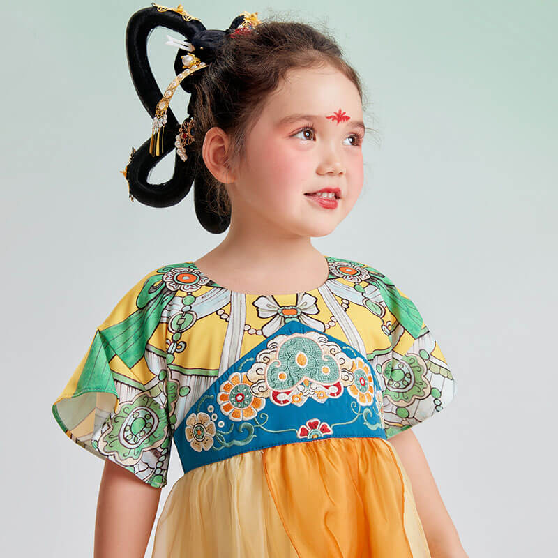 U Collar Layered Mesh Hanfu Dress-5 -  NianYi, Chinese Traditional Clothing for Kids