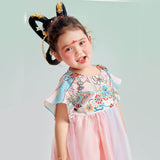 U Collar Layered Mesh Hanfu Dress-8 -  NianYi, Chinese Traditional Clothing for Kids