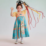 Summer Garden Fairy Style Hanfu Dress-2-color-Orioles Yellow -  NianYi, Chinese Traditional Clothing for Kids