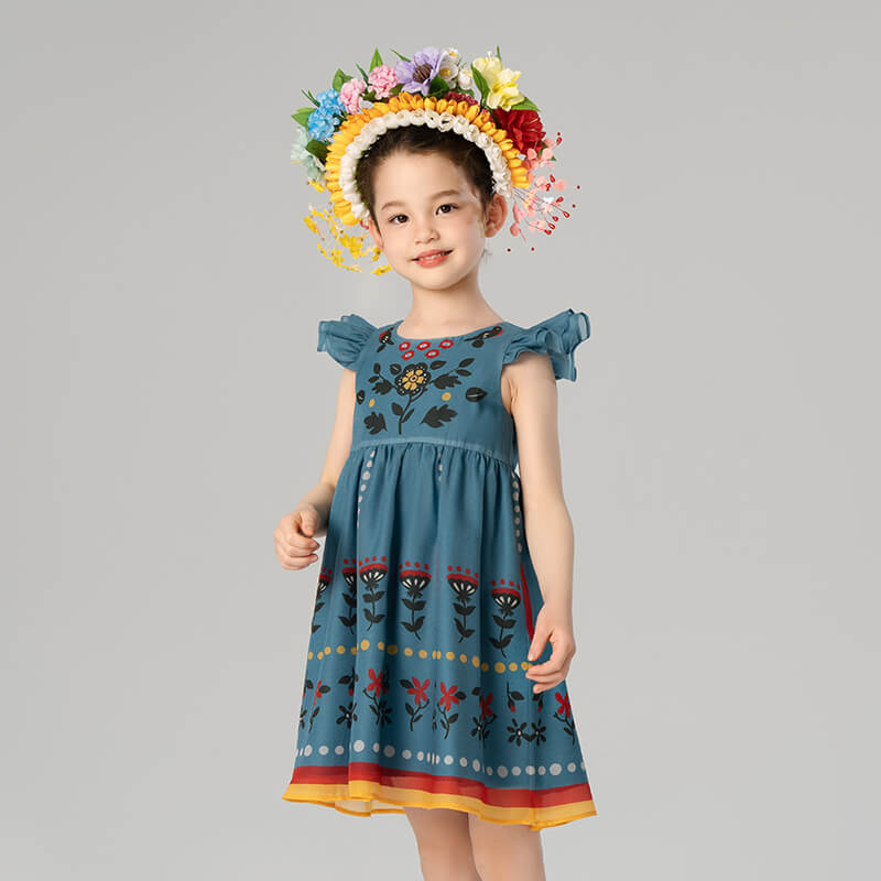 Garden in Bloom Ruffle Sleeves Dress-9 -  NianYi, Chinese Traditional Clothing for Kids
