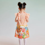 Kitten Graphic Ruffle Trim Dress-4 -  NianYi, Chinese Traditional Clothing for Kids