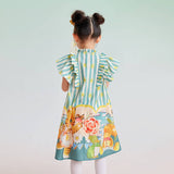Kitten Graphic Ruffle Trim Dress-6 -  NianYi, Chinese Traditional Clothing for Kids