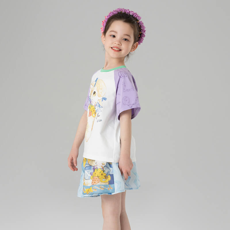 Animal Friends Colorblock Raglan Tee-5-color-Light Petunia Purple -  NianYi, Chinese Traditional Clothing for Kids