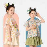 Camping Bunny Ruffle Trim Tee-2 -  NianYi, Chinese Traditional Clothing for Kids