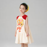 Camping Bunny Ruffle Hem Dress-4 -  NianYi, Chinese Traditional Clothing for Kids