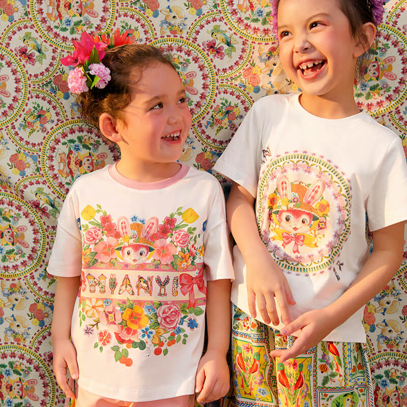 Garden in Bloom Floral Graphic Tee-5 -  NianYi, Chinese Traditional Clothing for Kids