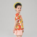 Flowers and Animal Friends Graphic Tee-4 -  NianYi, Chinese Traditional Clothing for Kids