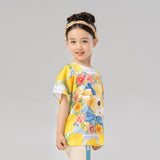 Flowers and Animal Friends Graphic Tee-9 -  NianYi, Chinese Traditional Clothing for Kids