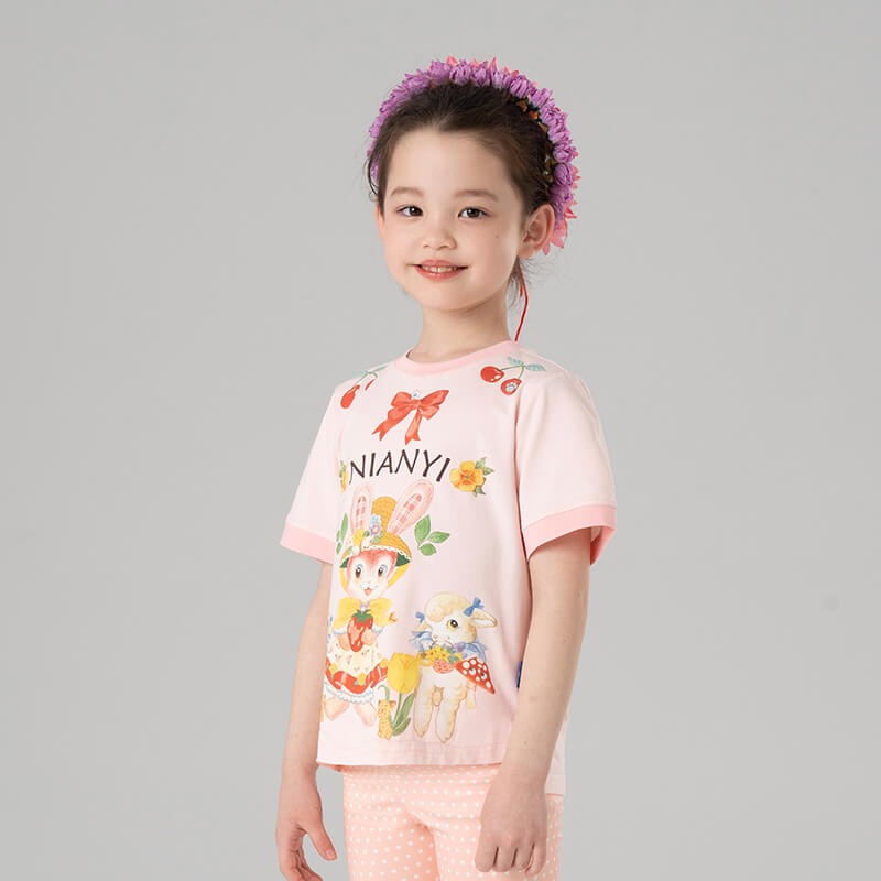 Animal Friends Ringer Tee-4 -  NianYi, Chinese Traditional Clothing for Kids