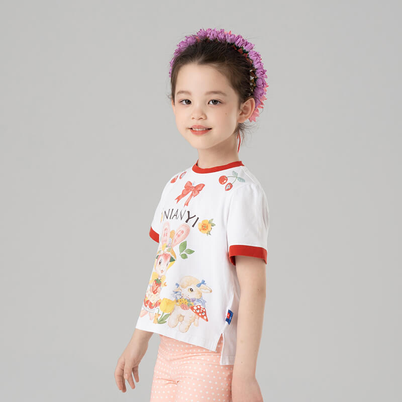 Animal Friends Ringer Tee-8 -  NianYi, Chinese Traditional Clothing for Kids