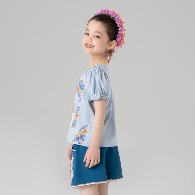 Animal Friends Puff Sleeve Tee-8 -  NianYi, Chinese Traditional Clothing for Kids