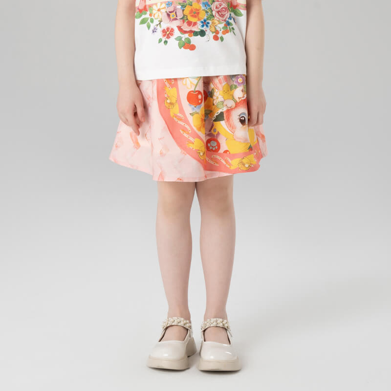 Animal Friends Statement Graphic Pleated Skirt -2 -  NianYi, Chinese Traditional Clothing for Kids
