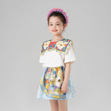 Animal Friends Statement Graphic Pleated Skirt -6 -  NianYi, Chinese Traditional Clothing for Kids