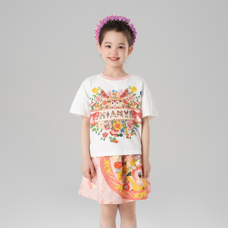 Animal Friends Statement Graphic Pleated Skirt -7 -  NianYi, Chinese Traditional Clothing for Kids