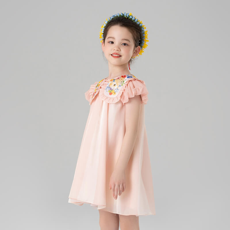 Layered Collar Mesh Tutu Dress-2 -  NianYi, Chinese Traditional Clothing for Kids