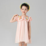 Layered Collar Mesh Tutu Dress-5 -  NianYi, Chinese Traditional Clothing for Kids
