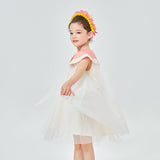 Statement Collar Layered Mesh Dress-3 -  NianYi, Chinese Traditional Clothing for Kids