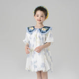 Animal Friends Graphic Puritan Flap Collar Tulle Layered Tutu Dress-3 -  NianYi, Chinese Traditional Clothing for Kids