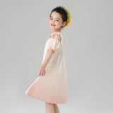 Animal Friends Cut Out Shoulder Gradient Dress-4 -  NianYi, Chinese Traditional Clothing for Kids