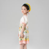 Animal Friends Graphic Puff Sleeves Top and Shorts-5 -  NianYi, Chinese Traditional Clothing for Kids