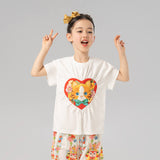 Animal Friends Graphic Heart Symbol Tee-11-color-White Marble -  NianYi, Chinese Traditional Clothing for Kids