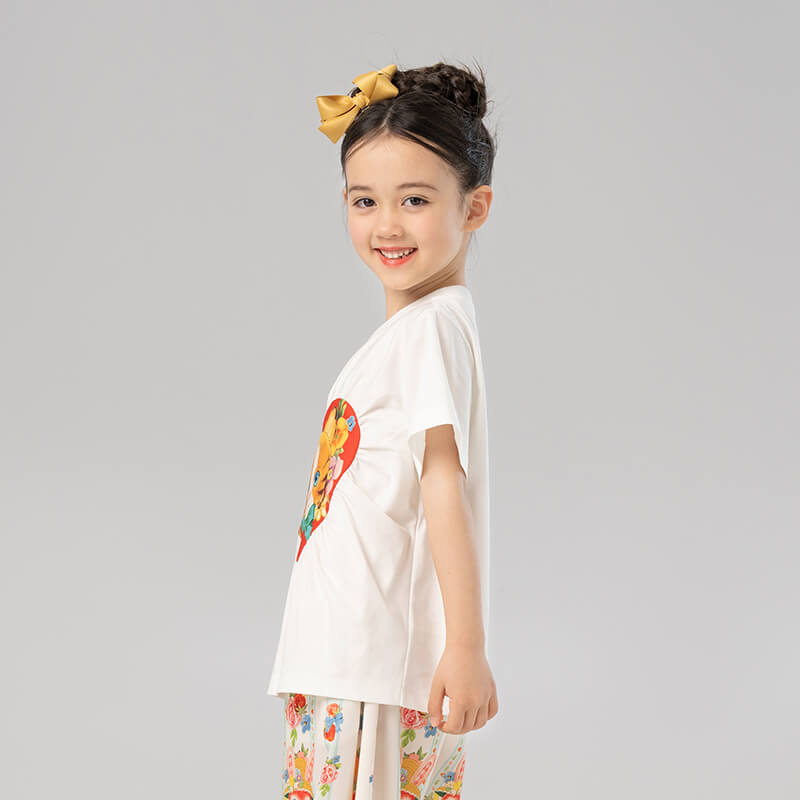 Animal Friends Graphic Heart Symbol Tee-12 -  NianYi, Chinese Traditional Clothing for Kids