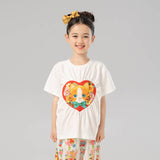 Animal Friends Graphic Heart Symbol Tee-2 -  NianYi, Chinese Traditional Clothing for Kids