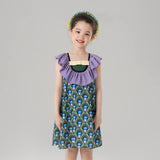 Summer Garden Graphic Flare Colloar Dress-1 -  NianYi, Chinese Traditional Clothing for Kids