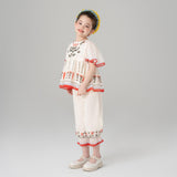 Summer Garden Ruffle Trim Top and Capri Pants Set-3 -  NianYi, Chinese Traditional Clothing for Kids