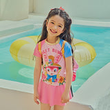 Sweet Bunny Ruffle Hem Swimsuit with Cap-3 -  NianYi, Chinese Traditional Clothing for Kids