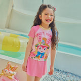 Sweet Bunny Ruffle Hem Swimsuit with Cap-4 -  NianYi, Chinese Traditional Clothing for Kids