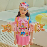 Sweet Bunny Ruffle Hem Swimsuit with Cap-5-color-Pale Crimson -  NianYi, Chinese Traditional Clothing for Kids