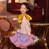 Flower Flap Collar Color Contrast Sweatshirt-5 -  NianYi, Chinese Traditional Clothing for Kids