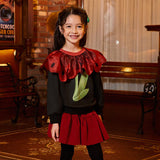 Flower Flap Collar Color Contrast Sweatshirt-7 -  NianYi, Chinese Traditional Clothing for Kids