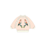 Traditional Chinese Realistic Bird and Flower Graphics Flare Hem Sweatshirt-9-color-Pale Crimson -  NianYi, Chinese Traditional Clothing for Kids
