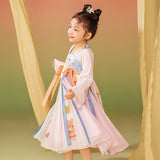 Animal Friends Embroidery Layered Mesh Hanfu Dress with Ribbon-3 -  NianYi, Chinese Traditional Clothing for Kids