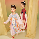Animal Friends Embroidery Layered Mesh Hanfu Dress with Ribbon-6 -  NianYi, Chinese Traditional Clothing for Kids