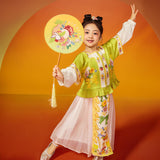 Square U Collar Flower Graphics Pleated Shirt-7 -  NianYi, Chinese Traditional Clothing for Kids