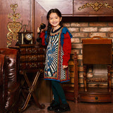 Dragon Long Colorblock Flare Sleeves Checkerboard Knit Dress-1 -  NianYi, Chinese Traditional Clothing for Kids
