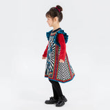 Dragon Long Colorblock Flare Sleeves Checkerboard Knit Dress-5 -  NianYi, Chinese Traditional Clothing for Kids