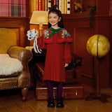 Chinese Zodiac Dragon Dance Flap Collar Knit Dress-4-color-NianYi Red -  NianYi, Chinese Traditional Clothing for Kids