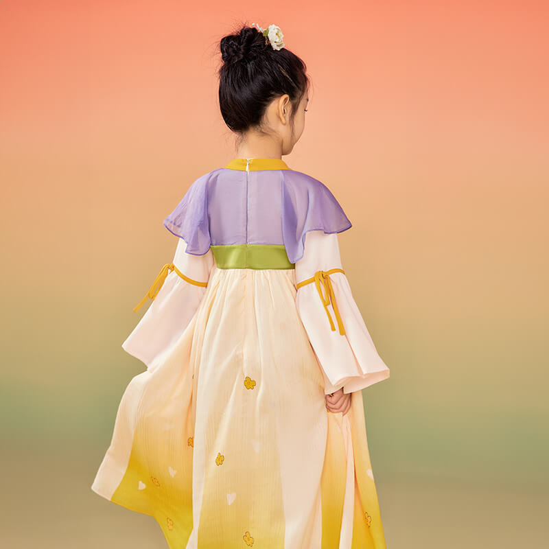 Animal Friends Embroidery Pleated Layered Hanfu Dress-5 -  NianYi, Chinese Traditional Clothing for Kids