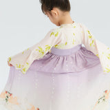 Traditional Chinese Realistic Bird and Flower Painting Embroidery Pleated Hanfu Dress-13 -  NianYi, Chinese Traditional Clothing for Kids
