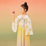 Traditional Chinese Realistic Bird and Flower Painting Embroidery Pleated Hanfu Dress-8 -  NianYi, Chinese Traditional Clothing for Kids