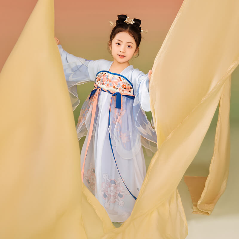 Longlast Joy Embroidery Flare Sleeves Layered Mesh Handu Dress-10 -  NianYi, Chinese Traditional Clothing for Kids
