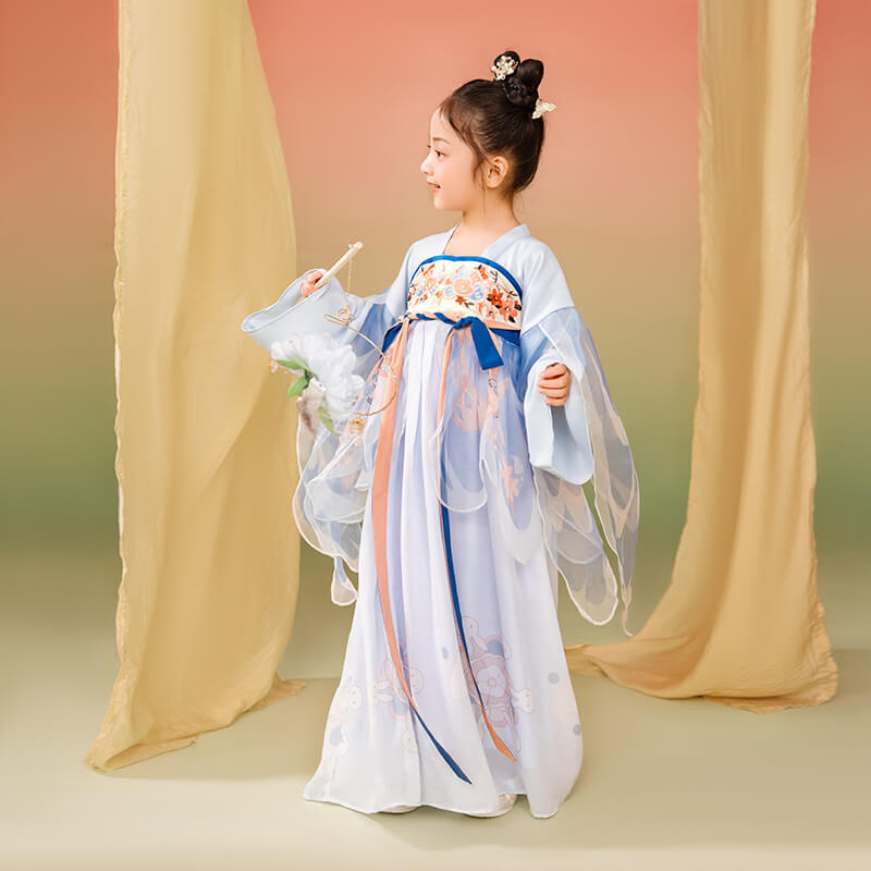 Longlast Joy Embroidery Flare Sleeves Layered Mesh Handu Dress-5 -  NianYi, Chinese Traditional Clothing for Kids