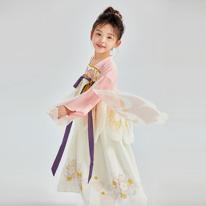 Longlast Joy Embroidery Flare Sleeves Layered Mesh Handu Dress-7 -  NianYi, Chinese Traditional Clothing for Kids